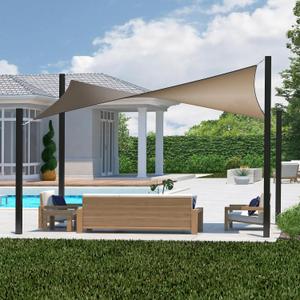 Coolaroo Dualshade Iridescent Outdoor Sun Shade Sail with 95% UV Protection and Mounting Kit for Patio, Garden, Pool and Backyard, 144 x 96 Inch, Rectangular, Cobblestone