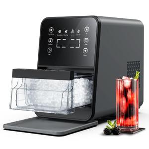 ecozy Nugget Ice Maker Countertop, Intuitive EcoScreen, 33lbs/24H Chewable Pebble Ice, 3lb Pull-Out Basket, Self-Cleaning, One-Touch Timer  Perfect for Home, Drinks & Cocktails (Gray)