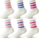 Toddler Socks with Grips, Seamless Non-Slip Crew Baby Boy Girl Grippy Socks (White)