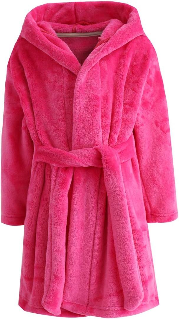 Boys Girls Robe Soft Fleece Hooded Bathrobe for Kids ,Size S/M