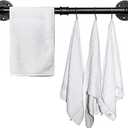Industrial Pipe Towel Rack Towel Bar, Heavy Duty Wall Mounted Rustic Farmhouse Bath Towel Holder for Bathroom (Black, 18 Inch)