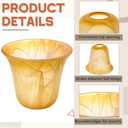 Teenyyou 6 Pcs Bell Shaped Glass Lamp Shade E26 Replacement Globe Ceiling Fan Light Cover with 1-5/8'' Fitter Opening for Chandelier Wall Sconce Pendant Light Bathroom Vanity Fixture (Amber Marble)