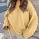 PRETTYGARDEN Women's Fall Oversized Sweaters Casual Crewneck Pullover Long Sleeve Fuzzy Chunky Knit Tops Blouse (Yellow, Large)