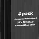 4 Pack Corrugated Plastic Board, 24"x 36"x 0.18" Corrugated Plastic Sheet, Waterproof Black Plastic Board for Indoor Outdoor Use, Poster Board for Garage Sale, Yard Sale, Party Decor