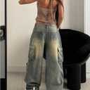 Women's Ripped Sweater Tank Tops Y2K Sleeveless Backless Knit Crop Halter Top Coquette Clothes (Beige, XS)