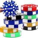 12 Pcs Casino Theme Party Decorations 9 Inch Large Poker Chip Favor Boxes Jumbo Chip Table Centerpiece for Game Night New Year Prom Party Supplies, Multicolor