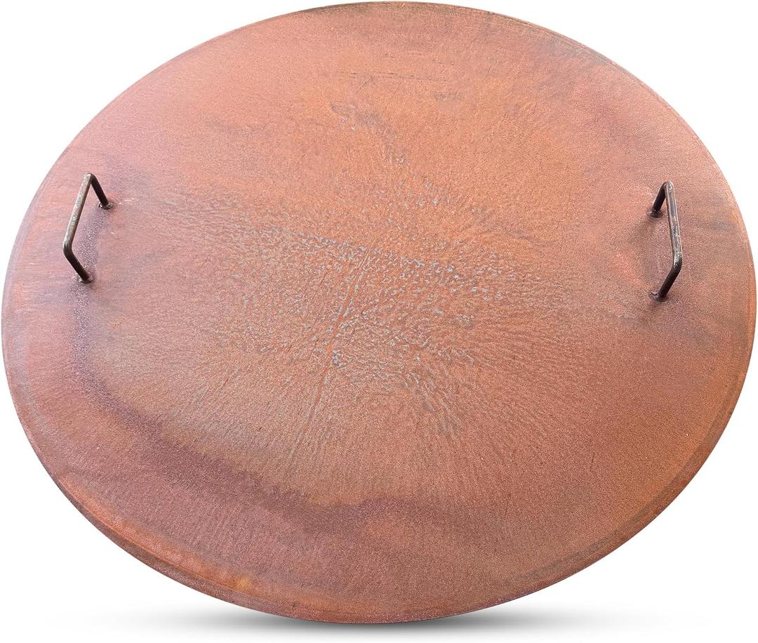 30-Inch Rustic Corten Steel Fire Pit Lid - Heavy Duty Rust Ressistant Steel - Beautiful Rustic Brown