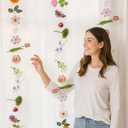 3 Pcs Artificial Flowers Hanging Decorations, 29.5ft Wildflower Daisy Garland Backdrop Ceiling Decoration for Wedding Spring Party Birthday Home Garden(Orange Purple)