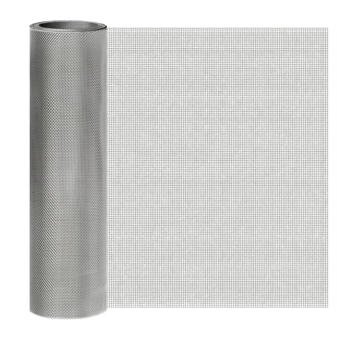 Stainless Steel Mesh Screen 20Mesh 304, 15.7" x 147" (40x375cm) Metal Mesh Screen, Rust Free Fine Wire Mesh Roll, 1mm Hole Easy to Cur For Vent Mesh, Window Screen, Filters, Cage, Garden Covers