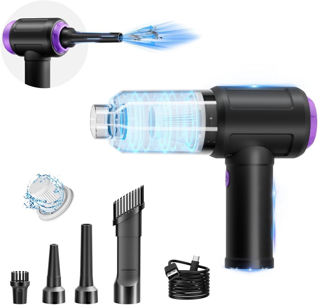 Car Vacuum Cleaner - High-Power 14500PA- Handheld Vacuum - Air Duster 2 in 1 - with Brushless Motor for Car - Home - Office - and Pets(Black, Small)