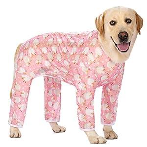 Dog Jumpsuit Prevent Shedding Hair Dog Onesie Surgery Recovery Suit Anti Licking Breathable Mesh Pet's Bodysuit, Pajamas for Big Dogs for Large After Surgery Summer(GTX02-pink Sheep-#32)