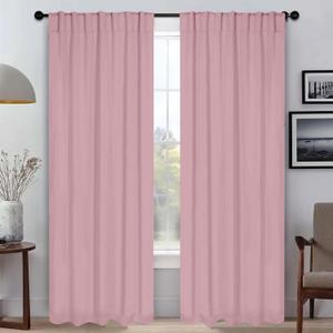 Superior Blackout Curtains, Room Darkening, Bedroom, Drapes, Kitchen, Living Room Window Accents, Sun Blocking, Thermal, 2 Pack, Solid Blackout Back Tab Curtains, Set of 2, 42" x 84", Mauve Chalk