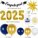 Graduation Balloon Arch Garland Kit 2025, 18" 10" Blue Gold Balloons with Congrats Grad Banner 32" 2025 Foil Balloons for Class of 2025 Party Decorations High School College Celebrations