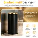 30L/8GAL Black Gold Kitchen Trash Can Golden Brass Commercial Garbage Can Large Capacity Flip Trash Can for Kitchen,Shopping Mall,Elevator Gate,Airport, Hotel,Commercial (Black, 30L)