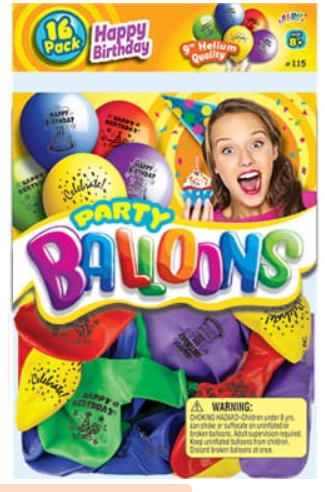 Ja-Ru Balloons Happy Birthday Party Favor Bundle (16 Pack)