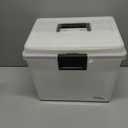 IRIS USA File Box WeatherPro Portable File Organizer Plastic File Box for Letter File w/ Organizer-Lid, Durable Lid and Seal w/ Secure Latching Buckles, Stackable and Nestable, Pearl 19 Qt. 1 Pack