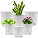 6 Pack Self Watering Plant Pot, 6.6/5 Inch Plastic Self Watering Pots for Indoor Outdoor Plants African Violet Pots Easy Plant Self Watering Pot with Wick Rope for Plants Flowers