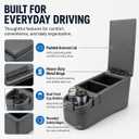 Universal Truck Bench Seat Center Console, Large Armrest Organizer with Storage Box & Dual Cup Holders for Pickups, SUVs, Vans & Classic Cars, Grey