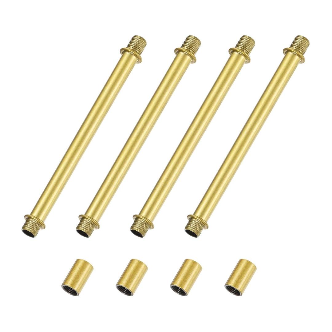 M METERXITY 4-Set Straight Pipe Lamp Stem Kit, 150mm(5.91") Long M10 Double End Thread Rod W/Coupling Sleeve Nuts for Table Lamps/Chandeliers, Light Fixture Replacement Parts [Gold Tone]