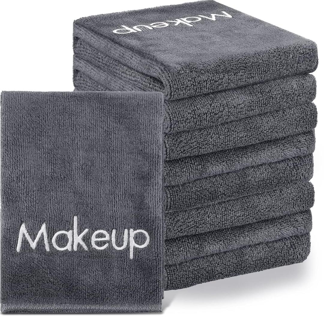 Shimeyao 20 Pack Makeup Remover Cloths, Gray Soft Microfiber Makeup Towels Face Washcloth 13x13 Reusable Eraser Cloth Washable Quick Dry Embroidery Washcloths for Women Cleansing, Hand, Travel Hotel