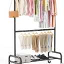 Abiglifty 2 Tier Clothing Rack with Adjustable Height, Heavy-Duty Double Rod Garment Rack, Freestanding Double Clothing Rack for Closet Organization, Bedroom, Living Room, Black