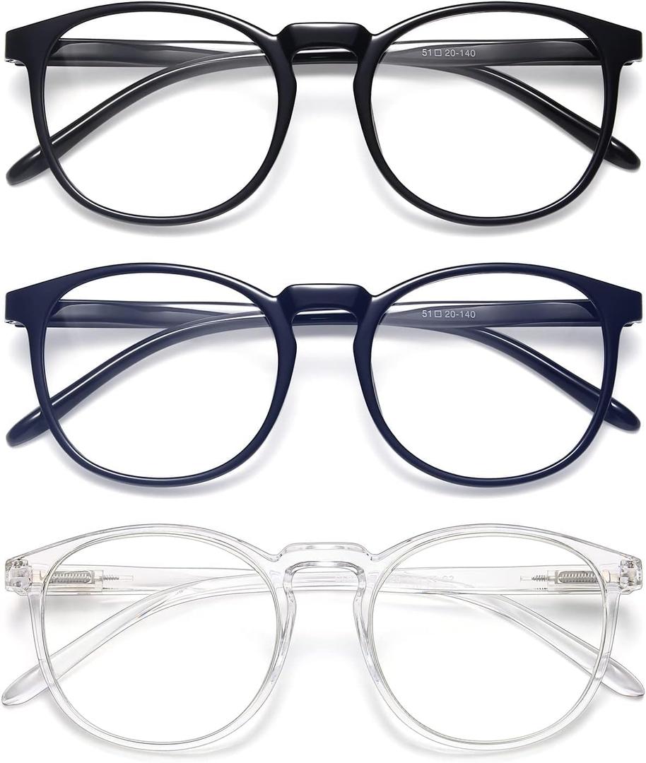 IBOANN Iconic Blue Light Glasses for Woman - Computer Glasses up to 99% Blue Light Blocking - Anti Eyestrain & UV Glare (A26 Light Black & Dark Blue & Tranparent)