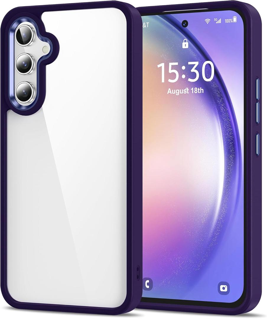 HOOMIL Case for Samsung Galaxy A54, Non-Yellowing, Drop Protection, Anti-Scratch Transparent Hard Back Phone Cover - Purple