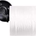 Industrial Style Toilet Paper Holder Vintage Metal Iron Pipe Wall Mounted Towel Rack Roll Holder for Bathroom Kitchen Bedroom,Rust Free,Matte Black