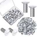 Hotop 120 Pcs Wall Plate Screws Outlet Cover Screws 5/16 Inch Long 6-32 Thread Socket Oval Head Replacement Socket Milling Slot for Wall Light