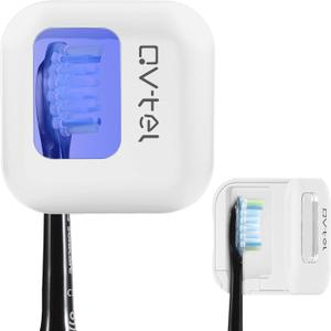 Wall Mounted Toothbrush Holder & Toothbrush Cleaner, Travel Toothbrush Case -Manual/Electric Toothbrush Covers for Any Toothbrush Head - Rechargeable Travel Toothbrush Case with Cover, Clean for Home (White)