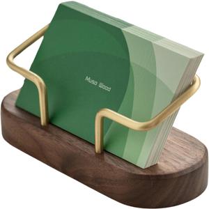 muso wood Business Card Holder for Desk, Wooden Creative Business Card Display for Desk, Wood Business Card Stand for Office, Tabletop (Walnut 1pack)