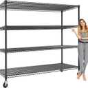 Metal Shelving with Wheels, 2640LBS 4-Tier Heavy Duty Garage Storage Shelves, Adjustable Wire Rack Shelving Unit w/Casters, Rolling Shelf for Home, Workshop, Basement, 74" H24" D60" W