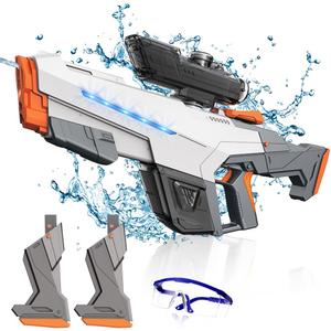 Electric Water Gun for Adults Kids,Automatic Squirt Guns with Large Capacity,Powerful Water Squirt with 2Modular Battery, 26-32 FT Range,Summer Outdoor Shooting Game Pool Water Toy (White)