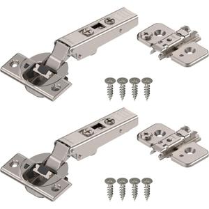 Blum Clip top BLUMOTION Hinge Kit (1 Kit), Full Overlay, 110 Opening Angle, Steel, Soft Close Euro-Style Hinges with Clip Mounting Plate for Frameless Cabinets