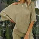 Ekouaer Pajamas 2 Piece Lounge Sets Ribbed Knit Matching Outfits T-shirt Biker Shorts Sleepwear Loungewear Sweatsuits (Green, S)