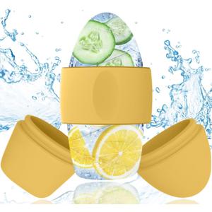 2 x Ice Roller for Face and Eye Massager for Face, Eyes and Neck Naturally Conditioning and Skin Care,De-Puff Eye Bags,Reduce Migraine Pain,Reusable Massage Silicone Ice Mold (Yellow)