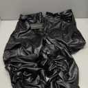 Men's Punk Style Shiny Pleated PU Leather Pants Men's Loose Straight Leather Trousers Black M