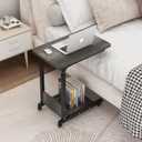 TigerDad Adjustable Height C Table Sofa Side Bedside Table with Wheels, Hospital Bed Table Rolling Tray with Storage, Mobile Computer Desk Laptop Table for Home Use,Gray (Grey)