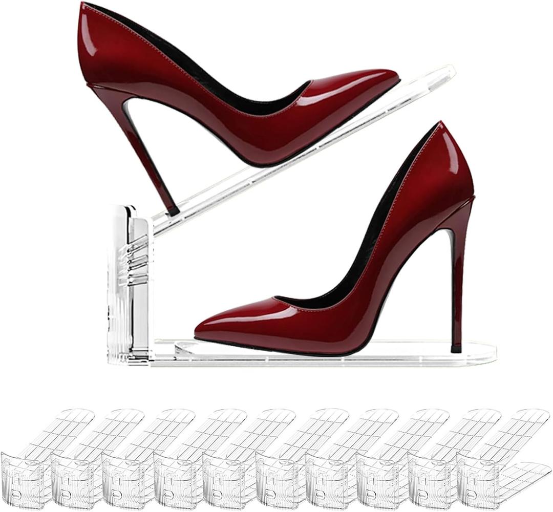 10PACK Shoe Slot Organizer Clear Shoe Stackers Organizers for Closet Space Saver 50% Shoes Display Shelf Rack Holders Zapateras Organizers