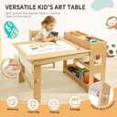 WINGYZ Kids Art Table and Chairs - Toddler Activity Table and 2 Chair Set with Storage Cabinet, 5 in 1 Kids Desk Craft Table with Paper Roll for Drawing Playrooms Daycare Classroom Gifts, Large