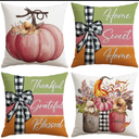 Pack Of 2 Artscope Fall Decorative Throw Pillow Covers 18x18 Inch Set of 4 Fall Gifts for Home Decor, Autumn Pumpkin Sweet Home Thankful Grateful Blessed Outdoor Farmhouse Pillow Cases for Sofa Couch-Pink