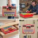 Battery Organizer Storage Holder Box Case with Tester, Stores & Protects Up to 260 Batteries, Double-Sided, Clear Locking Lid, Secure Latches & Portable Carrying Handle - Red (Batteries Not Included)