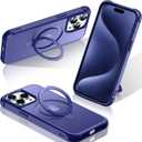 STERKER Magnetic Stand Ring Compatible with iPhone 15 Pro Case [Military Grade Drop Protection][Compatible with Mag-Safe] Kickstand Slim Matte Case for iPhone 15 Pro Phone 6.3", Blue