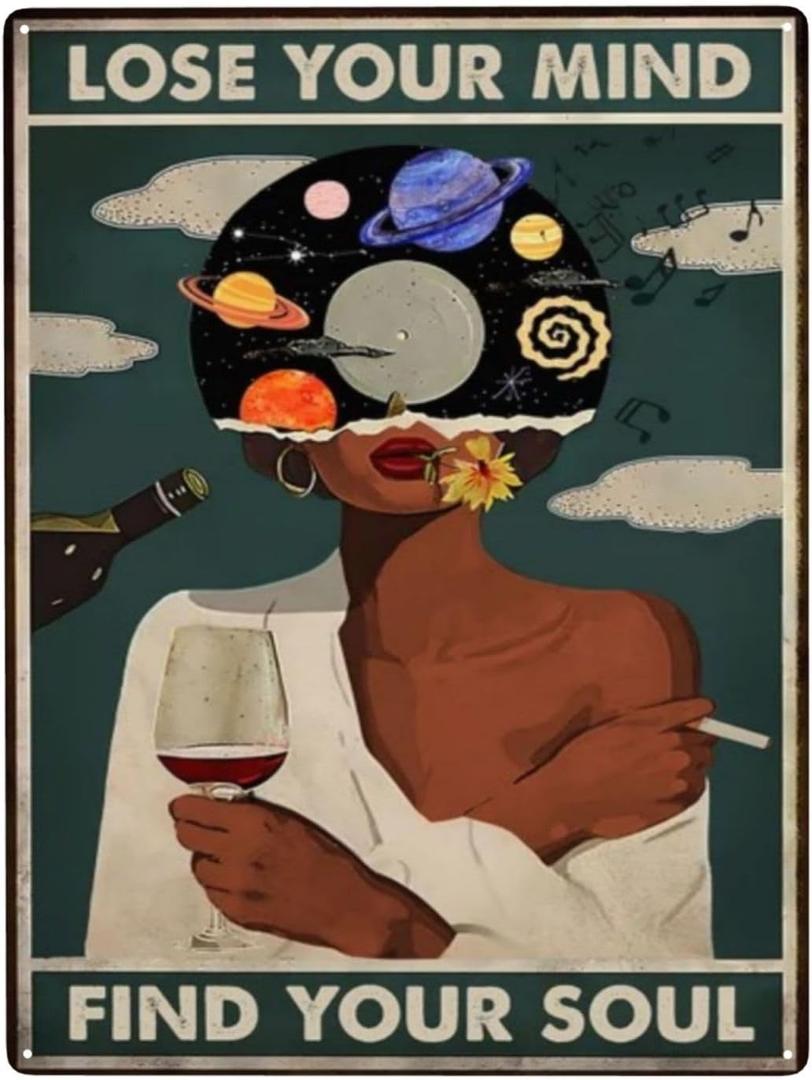 Syiomlis Vintage Lose Your Mind Find Your Soul Poster Mental Health Canvas Wall Art,Abstract Aesthetic Music Girl Print Painting Office Bedroom Wall Decor (Lose Your Mind Find Your Soul)