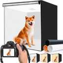 32"x32" Photo Studio Light Box for Photography, 3 Color 10-Level Adjustable Photo Box with Soft Light Cloth 32 inch Professional Photo Background Shooting Tents White Light, Soft Light, Warm Light