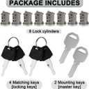 Lock Cylinders 8 Pack for Yakima Car Roof Rack System, Lock Cores for Yakima Lockable Accessories, Includes 8 Cores, 4 Keys & 2 Control Keys