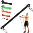 Resistance Band Bar, Portable Pilates Bar with Resistance Bands Home Gym Workouts Stick Squat Yoga Pilates Flexbands Kit for Full Body Shaping (25.5 Inch Bar + 5PCS Resistance Bands)