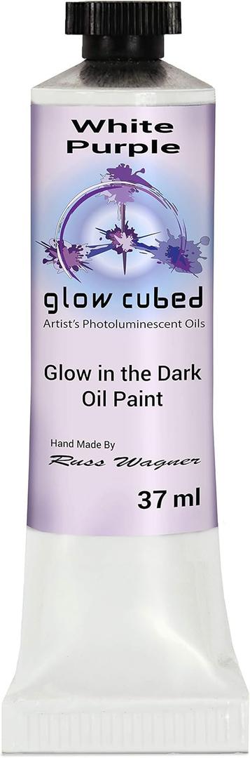 Glow Cubed Glow in The Dark Artist Professional Oil Paint Luminescent Phosphorescent Self-Luminous Paint (White Purple, 37 ml) (1.25 Fl Oz (Pack of 1))