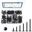 JEGONFRI #8 Modified Truss Head Black Wood Screws Assortment Kit, 132 pcs, Phillips Drive, Wood Screws, Screws, Screws Assortment, Screws Set, 6 Sizes (1/2, 3/4, 1, 1-1/4, 1-1/2, 2) (Black)