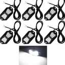 Led Rock Lights White 6 Pods 18LEDs 210 Degree Wide Angle IP68 Waterproof Aluminum Housing Underglow Underbody Lights 12v 24V for Truck UTV ATV Camper (6 Pods)
